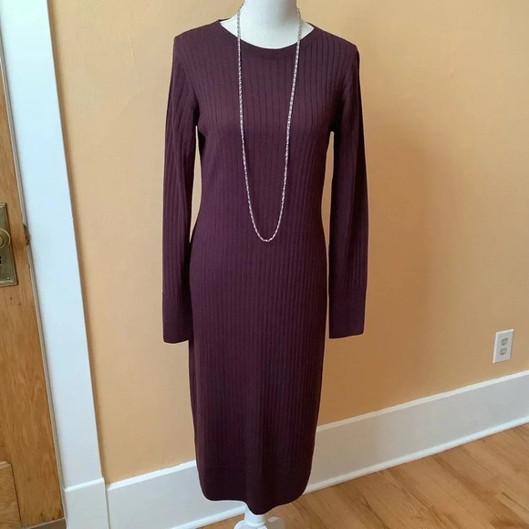 UNIQLO JIL SANDER Maroon Wool Sweater Dress Size M - Picture 2 of 16